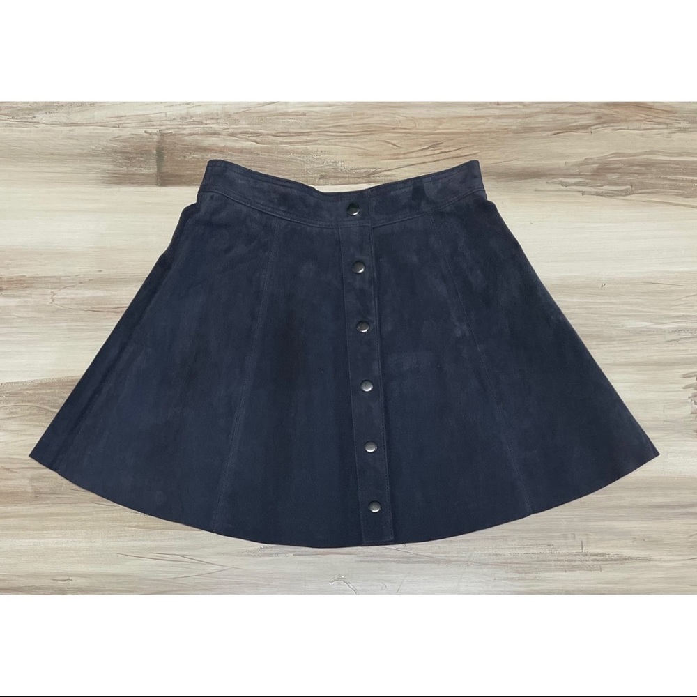 Bagatelle Genuine Leather Suede High Rise Mini Skirt Blue Size XS